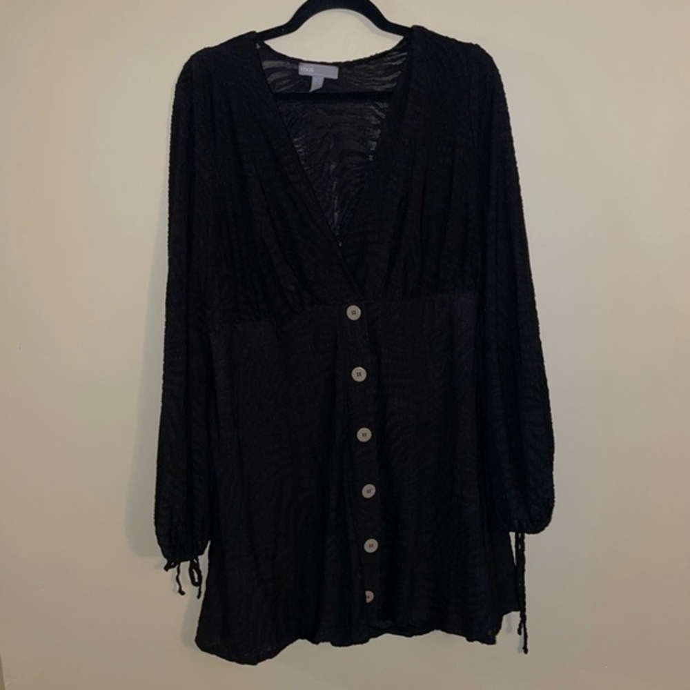 ASOS Women  Long Sleeve Mesh Dress with ties on sleeve Black Size 12